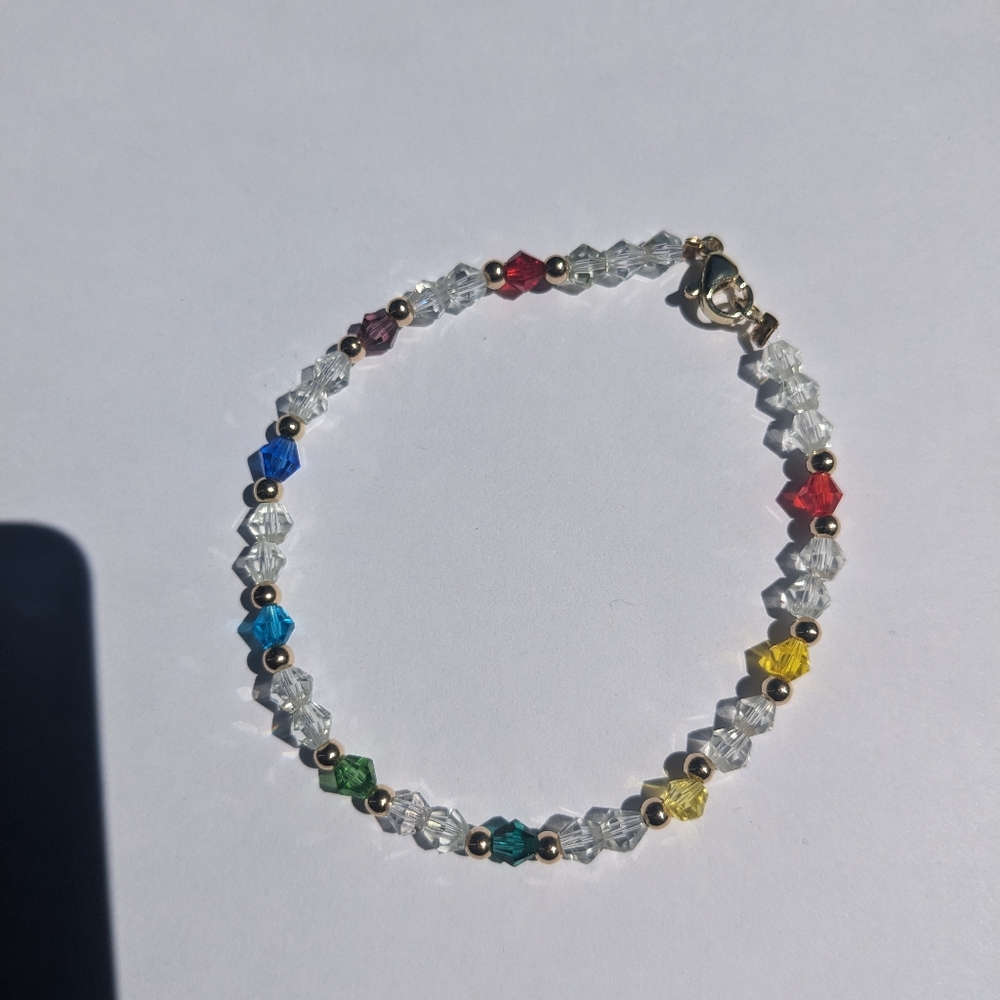Rainbow Bead Bracelet With 18k Gold Beads